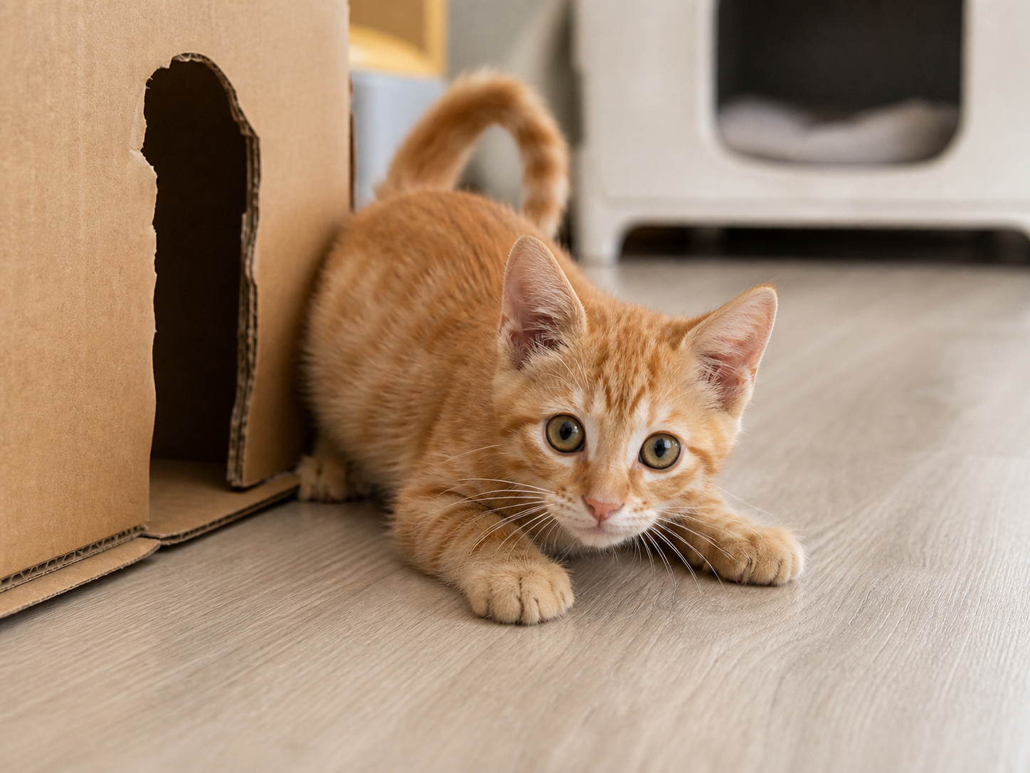 橘猫趴在家中地面